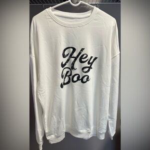 NO BRAND SHOWN size 4X* “Hey Boo” WHITE Sweatshirt